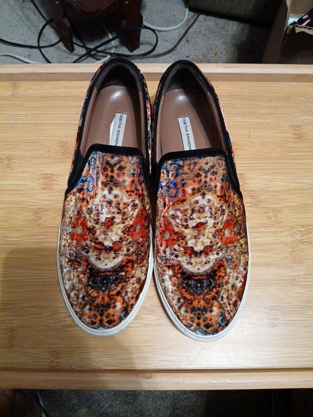 Tabitha Simmons Womens Orange Multi Slip-On Sneakers Size 9 Like New